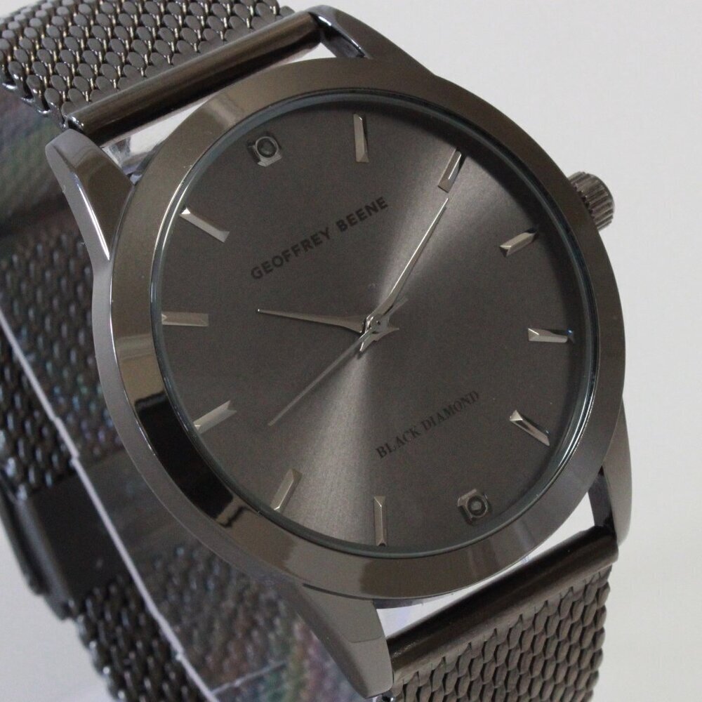 Geoffery Beene Men's Quartz Dress Watch Gun Metel Grey Milanese Bracelet 42mm - Picture 8 of 13